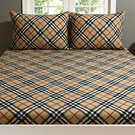 Shules collection Ekose Çift Kişilik Çarşaf+Yastık Seti %100 Pamuk