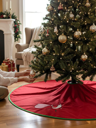 NOEL BABA NAKIŞLI ÇAM AĞACI ÖRTÜSÜ (90CM)