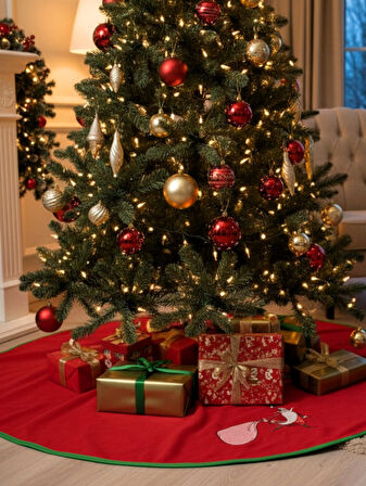 NOEL BABA NAKIŞLI ÇAM AĞACI ÖRTÜSÜ (90CM)