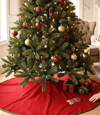 YILBAŞI  KEDİCİK AİLESİ NAKIŞLI ÇAM AĞACI ÖRTÜSÜ (90CM)