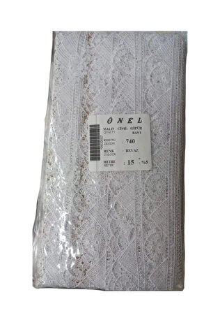 Dantel Polyester Güpür Bant Beyaz 15 Metre En 5 cm ON-740-B