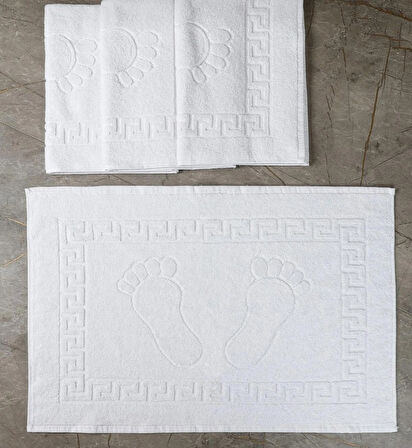 Beyaz Ayak Havlusu 4 Adet, Otel Paspası 250 gram 50x70 Cm. %100 Pamuk