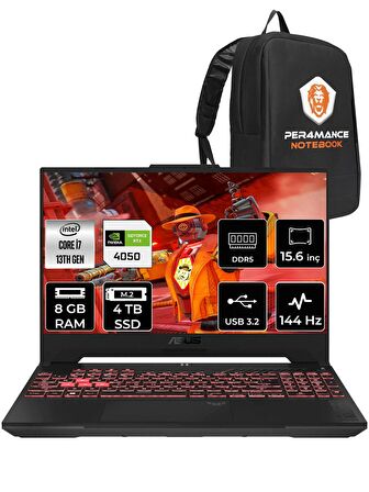 Asus Tuf Gaming F15 i7 13620H 8GB RAM 4TB SSD RTX4050/6GB 144Hz 15.6" FHD FDOS LP259 & PER4 ÇANTA