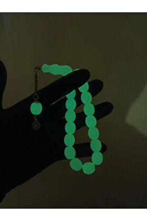 Maskot Yeşil Yanan Fosforlu Kedi Gözü Tesbih