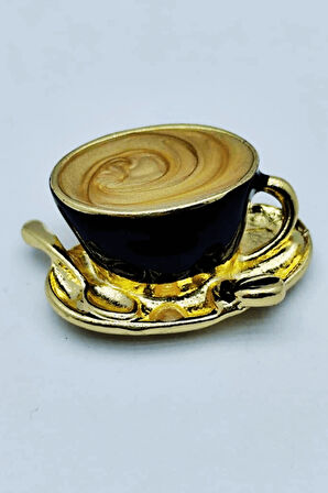 Kahve Fincanı Broş - Retro Tasarım Latte Cup Brooch | Kahveseverlere Hediye Aksesuar