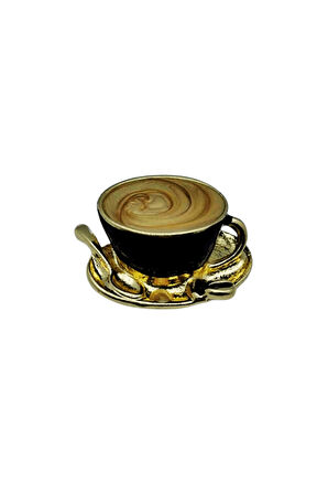 Kahve Fincanı Broş - Retro Tasarım Latte Cup Brooch | Kahveseverlere Hediye Aksesuar