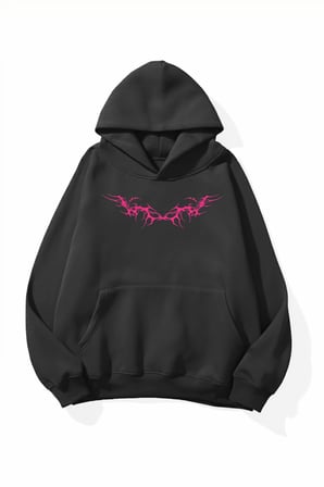 Unisex Yumuşak Dokulu Tribal Baskılı Tasarım Oversize 3 İplik Hoodie Sweatshirt