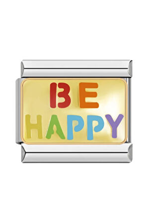 Renkli Mutlu Ol (Be Happy) Çelik İtalyan Charm