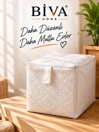 Dayanıklı KAZAK Baza Altı Çeyiz Hurcu 50x35x35 Üstten Komple Fermuarlı 180 kg Taşıma Kapasiteli Esnek Kalın Kumas