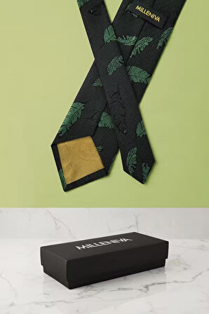 Tüy Desen Yeşil Kravat & Mendil