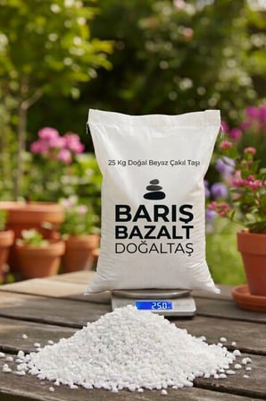 Beyaz Çakıl Taşı 25 KG – Doğal Dekoratif Taş Bahçe Peyzaj Saksı Teraryum Akvaryum Taşı