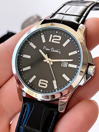 800411F08SY Pierre Cardin Deri Kordon Erkek Kol Saati 30 Mt Su Gecirmez + Kaplan Gözü Bileklik 