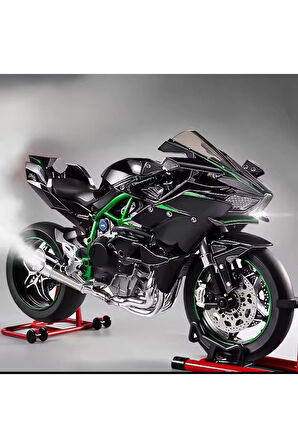 KAWASAKİ H2R 1/6 MOTOR MAKET - İSİKLİ SESLİ BENZİNLİ EGZOZ DUMANLİ (VİDEOYU İZLEYİN)