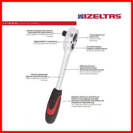 İZELTAŞ 1513 06 0032 1/2 İNÇ CIRCIR KOLU (32 DİŞ)