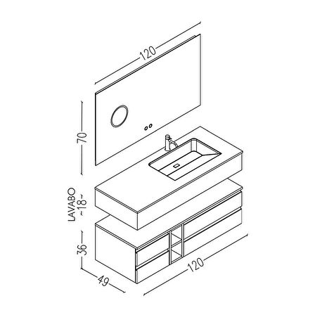 Vision 120 Cm Banyo Dolabı - Çekmeceli Konsol Dahil