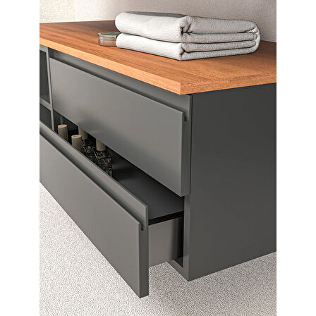 Vision 120 Cm Banyo Dolabı - Çekmeceli Konsol ve Boy Dolap Dahil