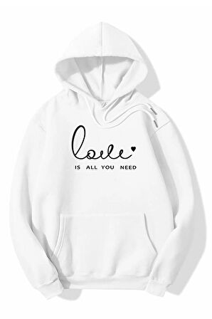 3 Iplik Polarlı Kapüşonlu Oversize Kalıp Hoodie Lovex Tasarımlı Unisex Sweatshirt