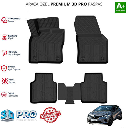 CAPTUR ARACA ÖZEL 3D PASPAS 2019 2020 2021 2022 2023 2024 