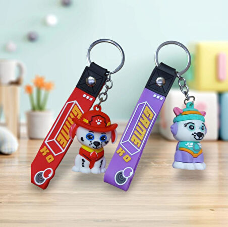 DZC KUZENLER AVM PAW PATROL Karikatür Anime Figür PVC Bebek Anahtarlık Çanta Anahtarlık Süsü 2 adet