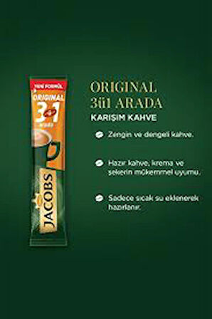 Jacobs 3'ü 1 Arada Karışım Kahve 40 Adet Kafeinli Pratik ve Lezzetli