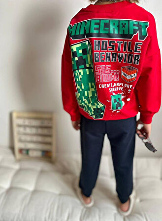 Cg Kids Minecraft Erkek Çocuk 2 Iplik Alt Üst Takım Süper Kalite Kumaş