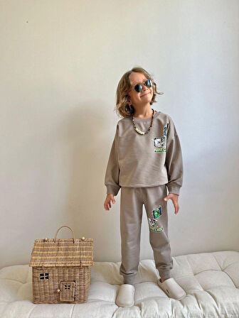 Cg Kids Minecraft Açık Kahve Erkek Çocuk 2 Iplik Alt Üst Takım Süper Kalite Kumaş