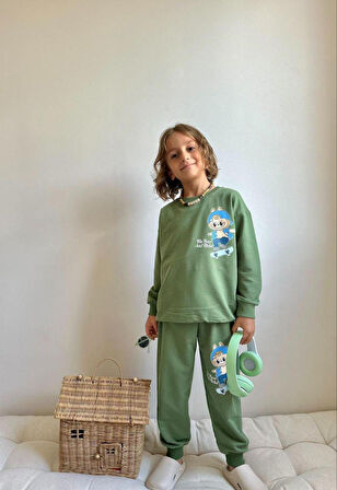 Cg Kids Labubu Erkek Çocuk 2 Iplik Alt Üst Takım Süper Kalite Kumaş