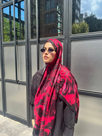 Aminenesil Esinti Vual Soft Pamuk Şal Fuşya Siyah Renk