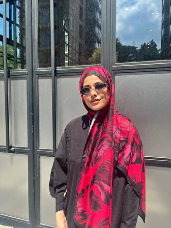 Aminenesil Esinti Vual Soft Pamuk Şal Fuşya Siyah Renk