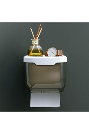 kapalı tuvalet kağıtlığı kendinden yapışkanlı raflı şık tasarım banyo wc de ıslak yerler için