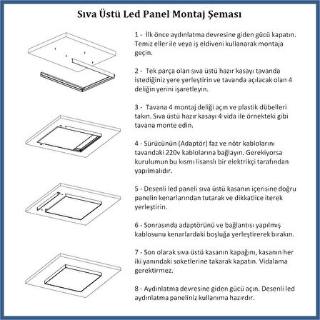 Gök Panel 60X60 LED Panel Aydınlatma Armatür Avize Sıva Üstü Desenli Tekli 46510707SU