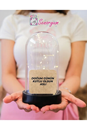 Doğum günü hediyesi isimli Işıklı fanus