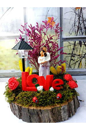 Sevgiliye Hediye Dekoratif Çiçekli Kütük Hediyelik