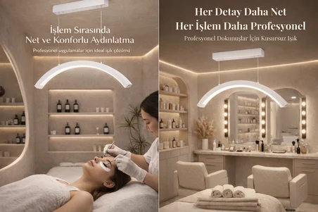 Askılı LED Kirpik Lambası Yarım Ay Lamba Salon Cilt Bakım Lambası Kumandalı 48W