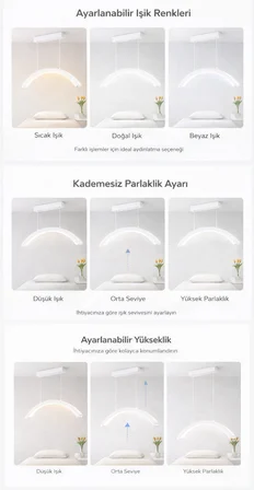 Askılı LED Kirpik Lambası Yarım Ay Lamba Salon Cilt Bakım Lambası Kumandalı 48W