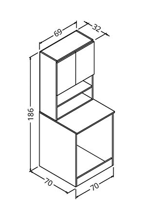 Defne 70 Cm Çamaşır Makinesi Dolabı