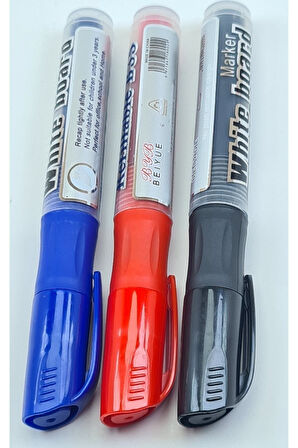 3 Renk Karışık Kırmızı Siyah Mavi Tüplü Kartuşlu Byb Tahta Kalemi