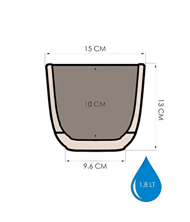 Omnipazar KRS-383 Dekoratif Plastik Mercan Kare Saksı 1.8 Litre No 3