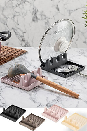 Tencere Kapak Tutucu Ve Kaşıklık Tencere Kapağı Standı Kaşık Kepçe Altlığı Düzenleyici 