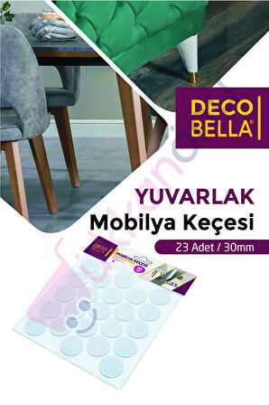 Yapışkanlı Sandalye Koltuk Mobilya Ayak Keçesi Zemin Koruyucu Keçe Yuvarlak (23 Adet / 30 Mm.)