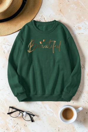 Unisex Baskılı Bisiklet Yaka Sweatshirt