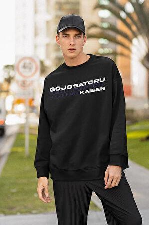 Gojo Satoru Jujutsu Kaisen Baskılı Unisex Oversize Anime Karakter Sweatshirt