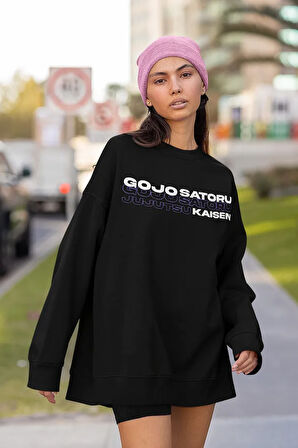 Gojo Satoru Jujutsu Kaisen Baskılı Unisex Oversize Anime Karakter Sweatshirt