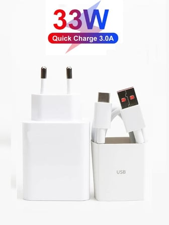 Tecno Spark 20 Pro / 8 Pro Uyumlu 33W Süper Hızlı Şarj Aleti Seti Adaptör ve Usb to Type-c Kablo