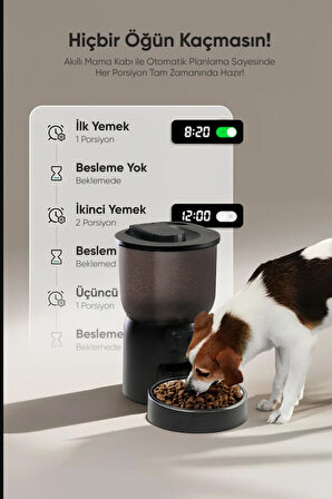 Akıllı Mama Kabı 3l Kapasiteli Ve Wi-fi Kontrollü Otomatik Besleme