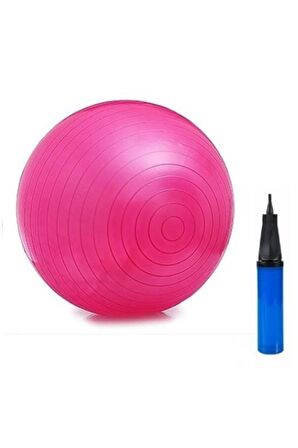 65 Cm Büyük Boy Pilates Topu Pembe Spor Fit Vucut Sağlıklı Yaşam Pompa Hediyeli