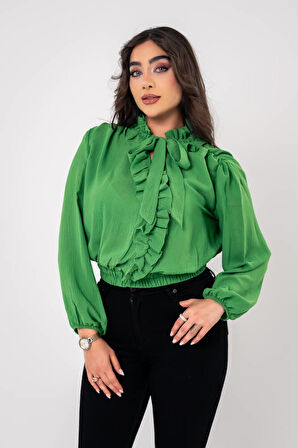 Kol Ve Bel Lastik Bağlama Detaylı Bluz BLZ630