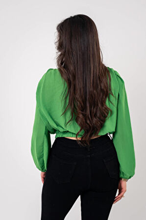 Kol Ve Bel Lastik Bağlama Detaylı Bluz BLZ630