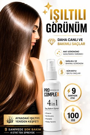 4in1 9 Saniyelik Şok Bakım Spreyi 100 ml Yıpranmış saçlara özel Kolay Tarama Parlaklık ve Onarım Etkili Durulanmayan Saç Bakımı ritüeli