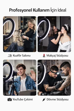 Ring Light Led Işık Halkası 21 Inç 54 Cm Profesyonel Stüdyo Işığı Ve 210 Cm Döküm Ayak Kumanda Çanta